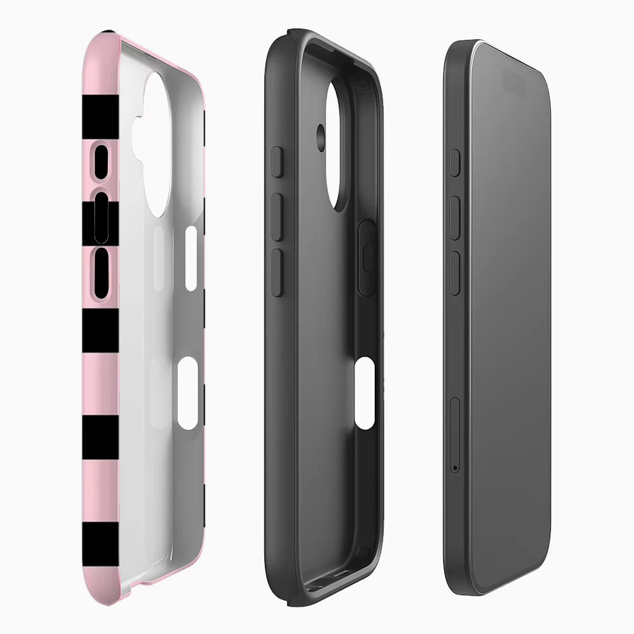 Potdemiel Robuste Handyhülle mit schwarzen Streifen in Rosa für iPhone 17 16 15 14 13 Pro Max Plus mit Magnetfunktion und Doppel-Schicht-Schutz - Bild 2