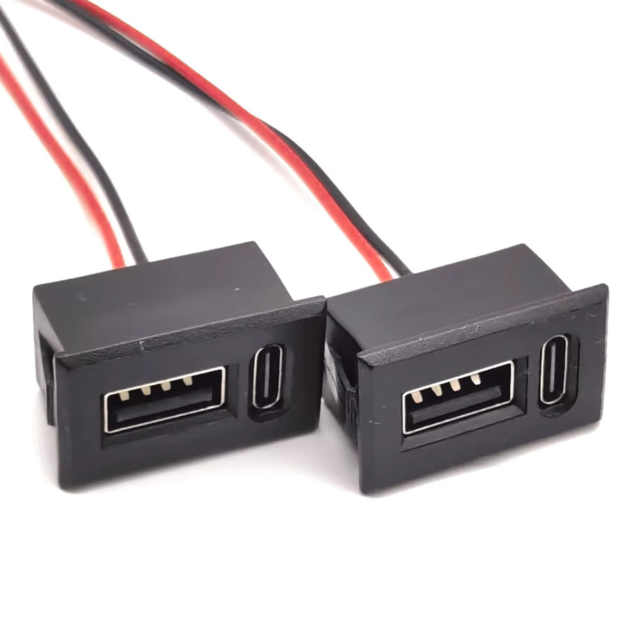 LAJQTAO USB-C Ladebuchse mit Kabelstecker, Doppelschicht-USB-Buchse 2,54 mm, Schwarz - Bild 2