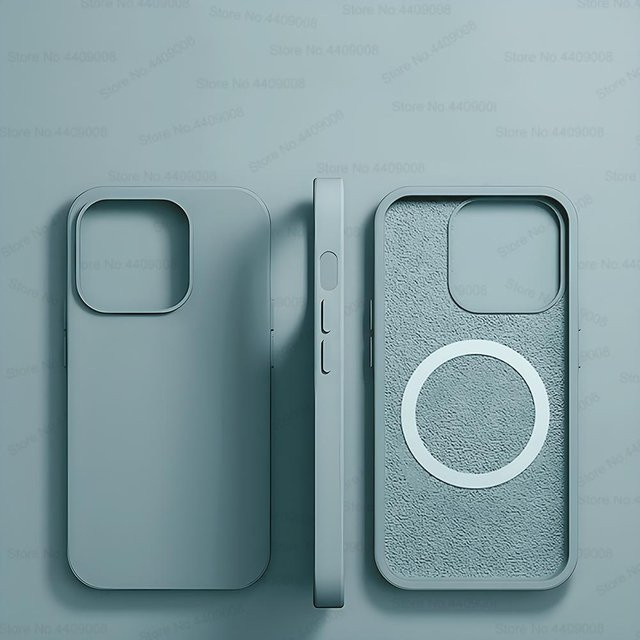 Original Flüssigsilikon-Magnethülle für Apple iPhone 11 12 13 14 15 Pro Max Plus mit MagSafe Kompatibilität in Hellblau - Bild 1