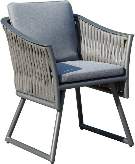 OUTFLEXX Oranger Blossom Sessel in Anthrazit mit Aluminiumgestell, XL Geflecht und Polster, B/T/H: 60 x 62 x 75 cm - Bild 1