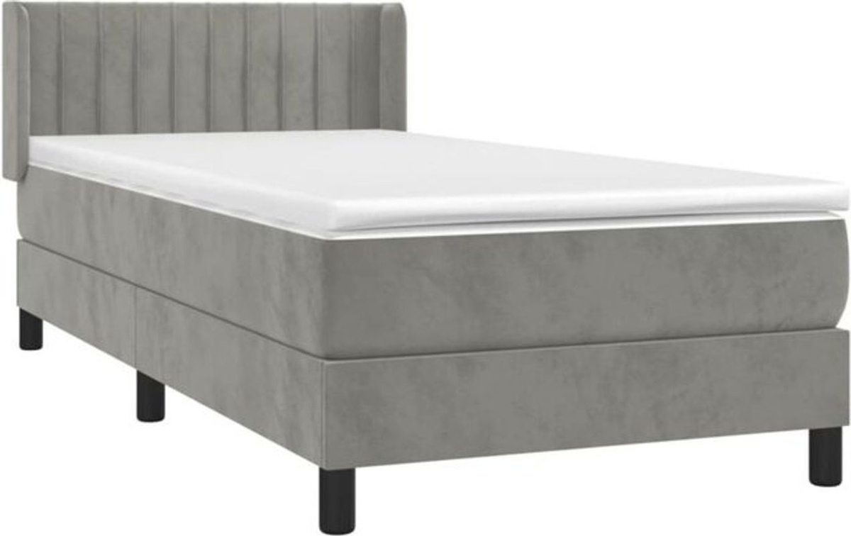 Vidaxl Boxspringbett mit Matratze aus Samt in Grau B/T/H: 100 x 200 cm - Bild 1