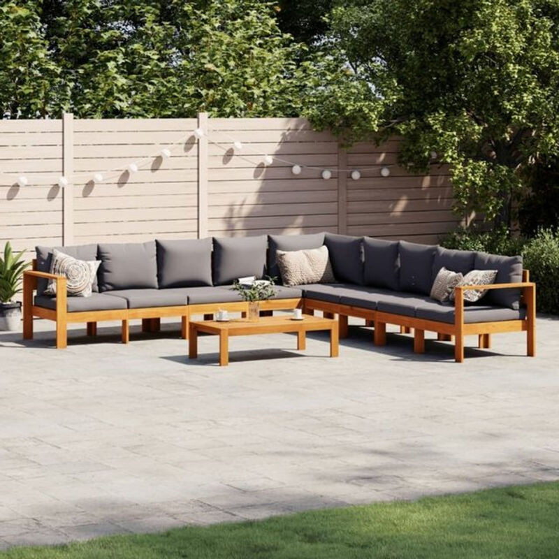6-tlg. Garten-Sofagarnitur aus Massivholz Akazie mit Kissen von vidaxl in Braun und Anthrazit - Bild 1