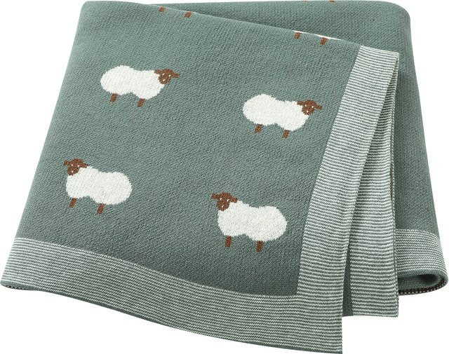 Atmungsaktive Babydecke aus Baumwolle von mimixiong in Grün, B/B/H: 100 x 80 cm - Bild 1