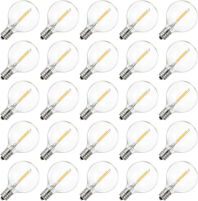 Tomshine Globe LED G40 Glühbirnen 25er Pack, E12 Sockel, warmweiß, IP44 wasserbeständig, transparent - Bild 1