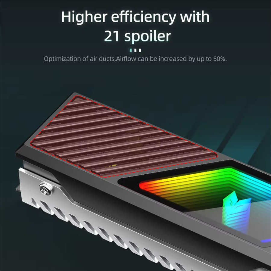ALLOYSEED M.2 2280 SSD Kühler aus Aluminiumlegierung mit integriertem 5V 3 Pin ARGB Lüfter in Schwarz - Bild 2