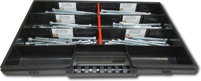 90-teiliges Zylinderschrauben Sortiment M5 in Silber, DIN 912/ISO 4762 Maschinenschrauben Set in einer Schraubenbox, Längen von 65 mm bis 100 mm - Bild 1