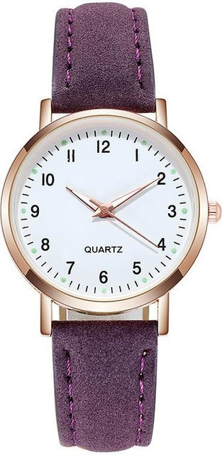 Armbanduhr Leder, Quarz, Roségold, Weiß, Damen - Bild 1