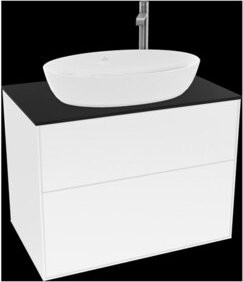 V&B Waschtischunterschrank Finion mit Wandbeleuchtung in Weiß lackiert, Breite: 80 cm, Tiefe: 50,1 cm - Bild 1