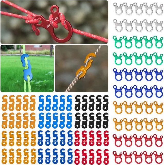 10 Stück APWIKOGER Zeltseil Schnallen aus Aluminiumlegierung in Orange mit 3 Löchern für Camping und Outdoor - Bild 1