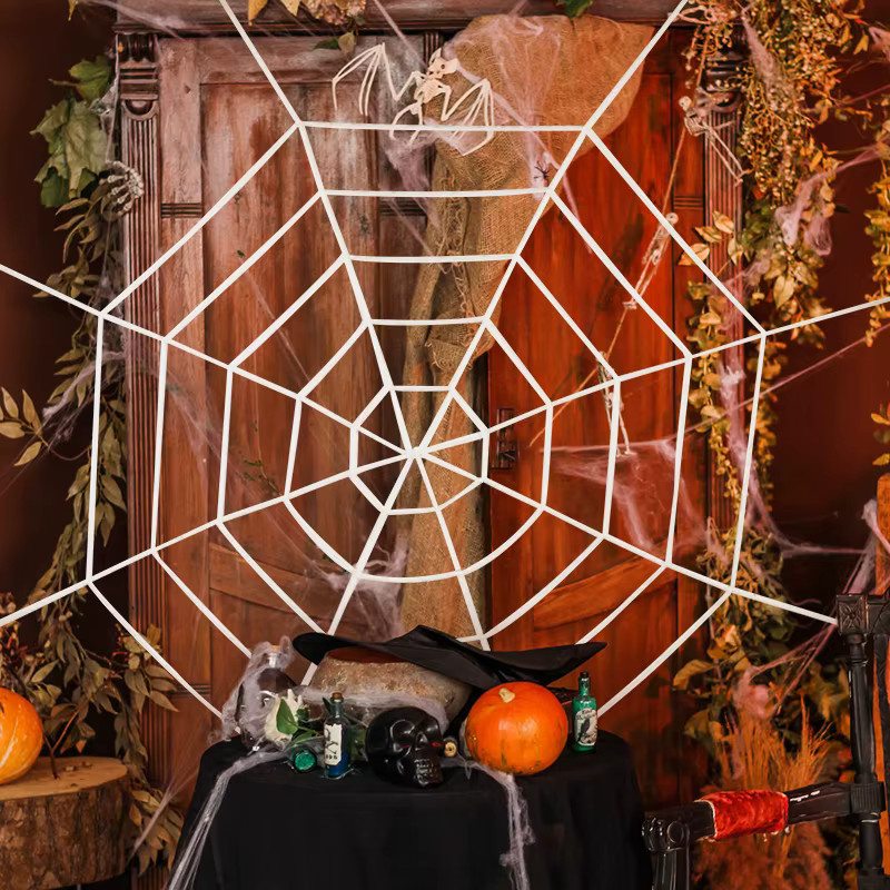 YONGSNOW Halloween Spinnennetz aus dehnbarer Baumwolle in Schwarz und Weiß, B: 150 cm, H: 250 cm - Bild 2