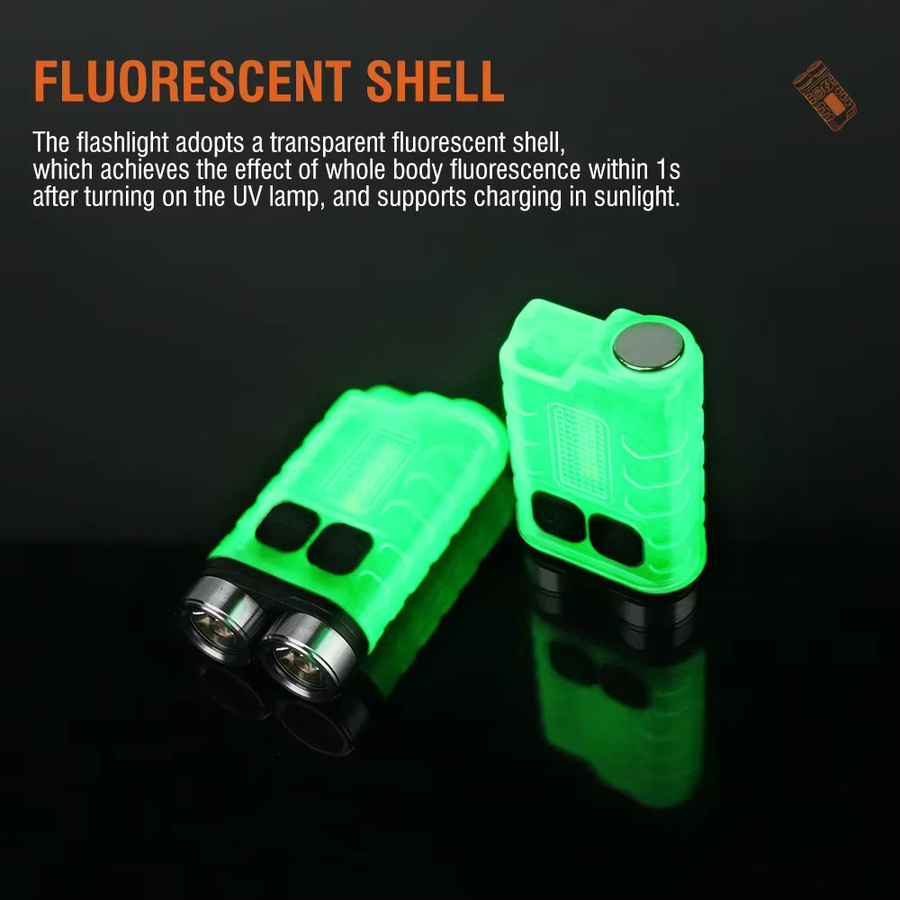 BORUiT V3 LED-Schlüsselanhänger Mini-Taschenlampe mit 900 lm, UV-Licht und Magnet, wiederaufladbar via Typ C, EDC Arbeitslicht - Bild 3