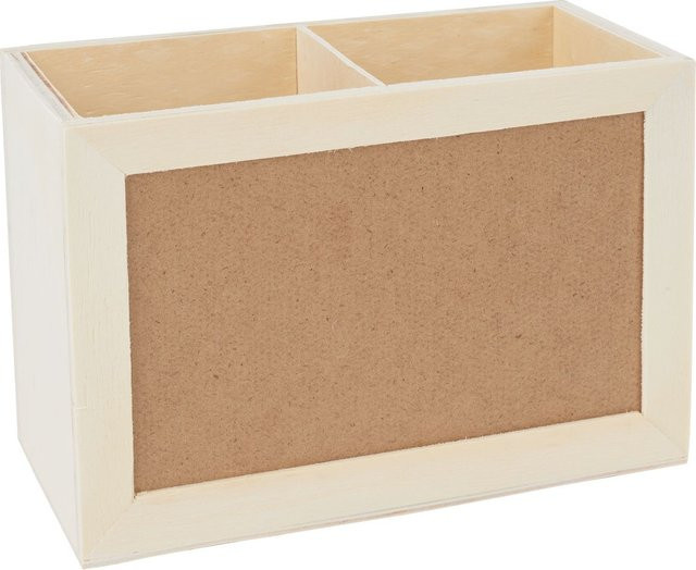 VBS Utensilienbox aus MDF-Holz und Sperrholz mit 2 Fächern in Beige, B: 11,0 cm, T: 8,0 cm, H: 8,0 cm - Bild 1