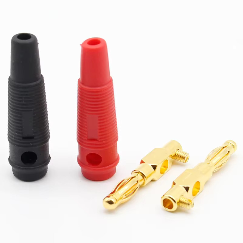 ELEABC 4er-Set Vergoldete Lautsprecherkabel-Stecker aus reinem Kupfer, 4mm Banana-Stecker in Gold - Bild 2