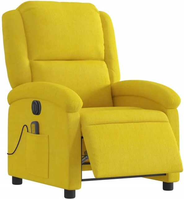vidaXL Elektrischer Massagesessel aus Samt in Gelb mit Armlehnen - Bild 1