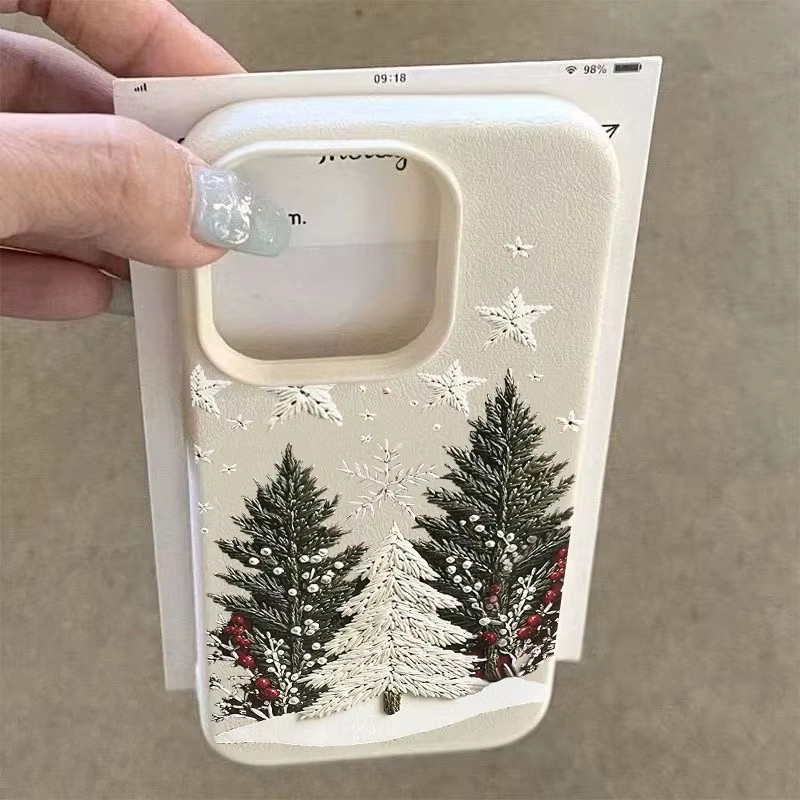 Handyhülle mit Weihnachtsbaum-Design und Litschi-Textur für Apple iPhone 11 bis 17 Pro Max, Air, Plus, X, XS, XR, 16E als weiche Abdeckung - Bild 2