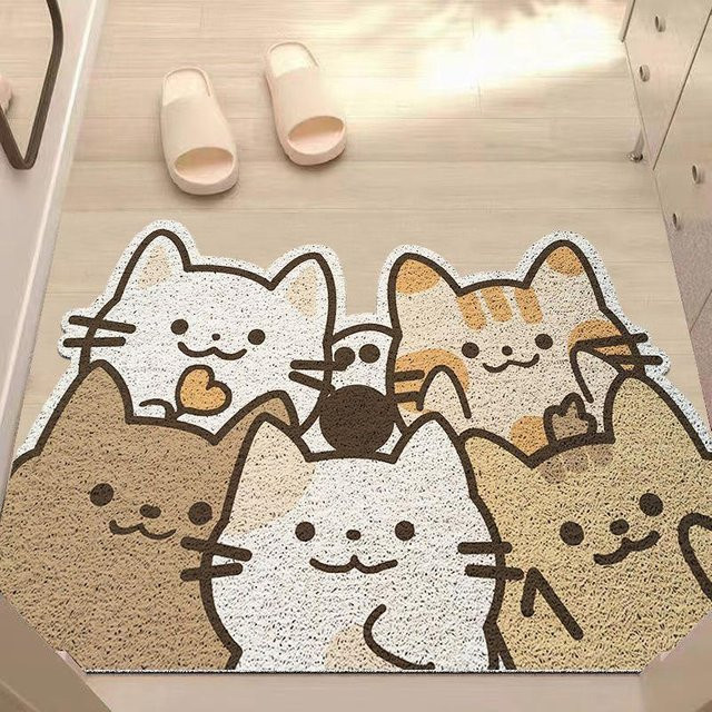 Rutschfeste Verandamatte mit niedlichem Katzen-Motiv von Yiran Furniture, B/T: 60 x 40 cm, mehrfarbig - Bild 1