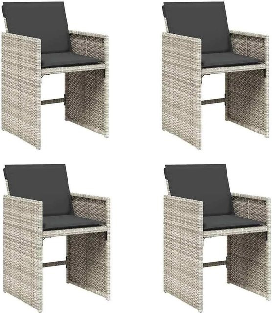Furnicato Gartenstuhl aus PE-Rattan und Stahl in Grau mit Armlehnen und abnehmbarem Bezug, B/T/H: 50,5 x 54 x 79 cm - Bild 1