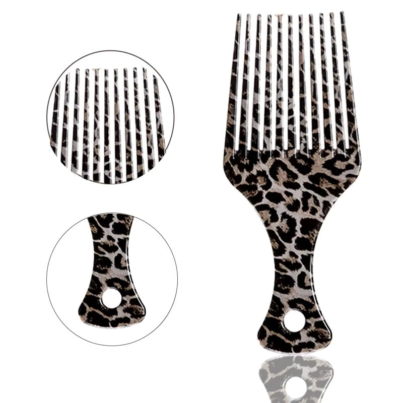 WANMEI Afro-Haar-Pick-Kamm, Leopardenmuster, für lockiges Haar - Bild 6