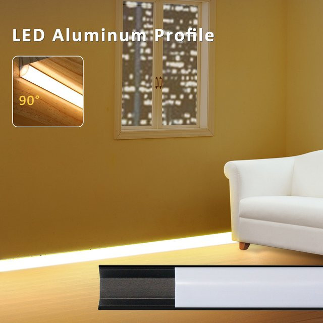 MJJC LED-Aluminiumprofil in V-Form für Bandleuchten, Schwarz-Silber, Länge: 44 cm - Bild 1