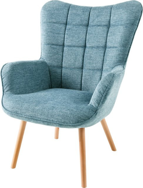 Riess-Ambiente Sessel SCANDINAVIA in Blau mit Armlehnen aus Strukturstoff und Massivholz-Beinen - Bild 1