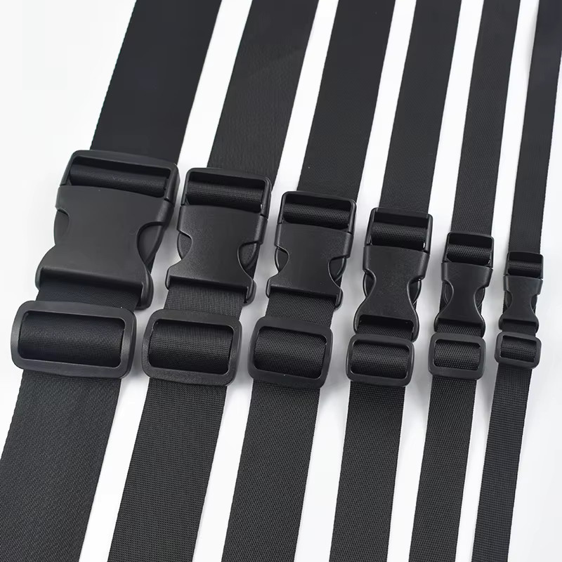 Meetee Gurtband-Kunststoffschnallen und Schnellverschluss-Clips in Schwarz, verstellbare Schiebehaken für Taschen und Hundehalsbänder, 15-50mm - Bild 4