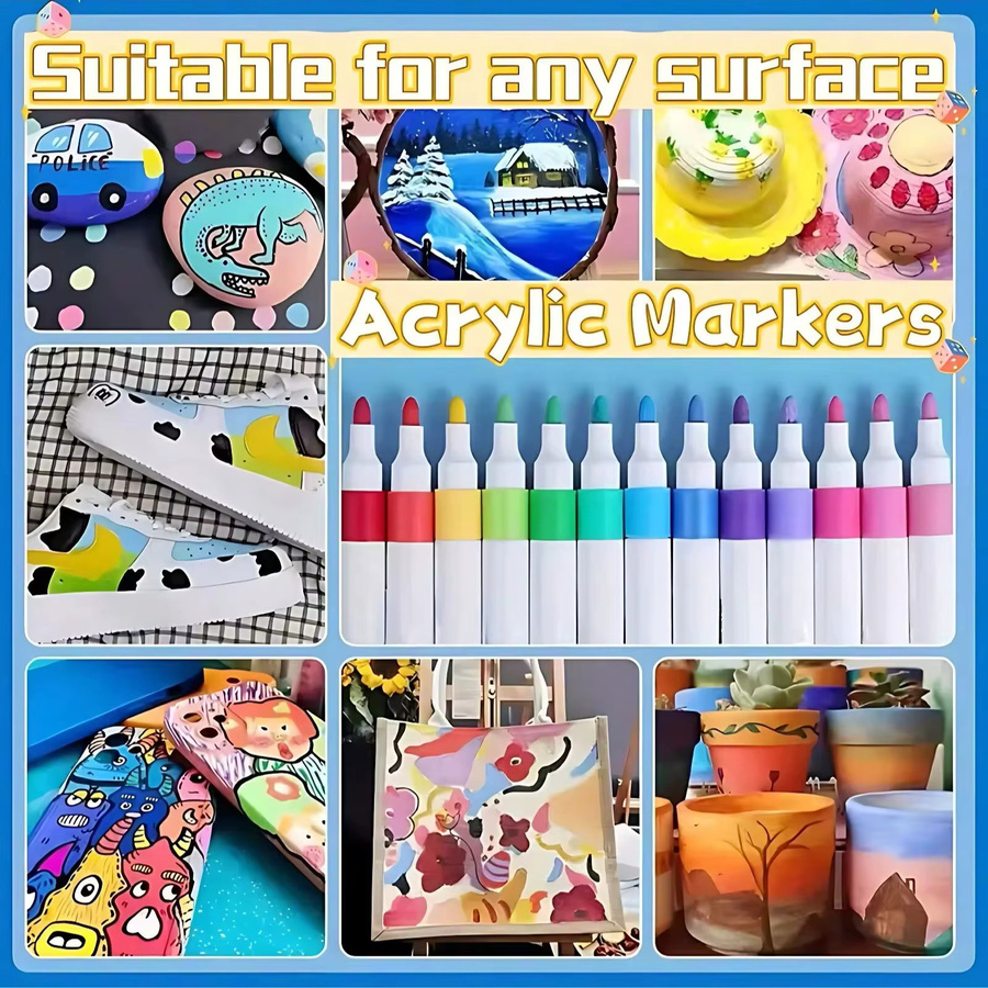 CEESO Acrylmarker Set mit 12 oder 48 Farben in Multicolour für Dekorationen mit Bullet-Spitze - Bild 4