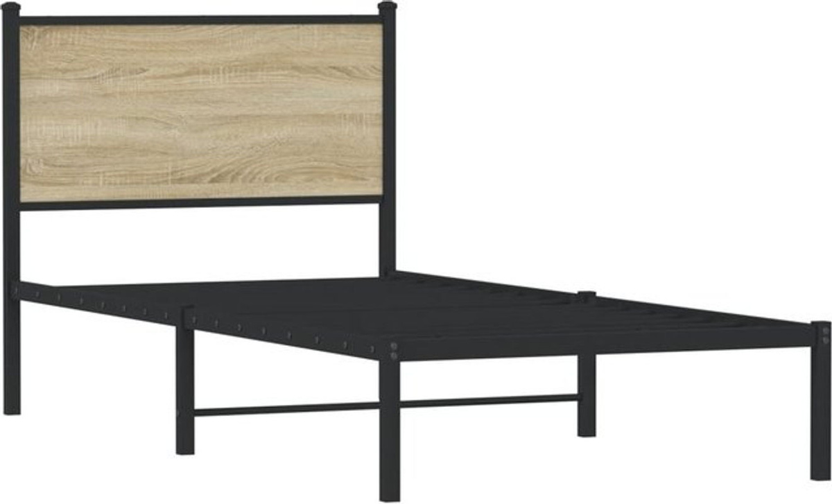 Metallbett Vidaxl Sonoma-Eiche in Braun und Schwarz, B/T/H: 90 x 190 x 91,5 cm - Bild 1