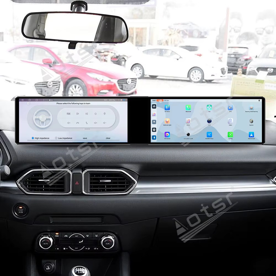 Aotsr Multimedia Autoradio mit 12,3 Zoll Display für Mazda CX-5 (2017-2025) inklusive Dual Qualcomm CarPlay, Android Auto und GPS Navigation, Schwarz - Bild 2