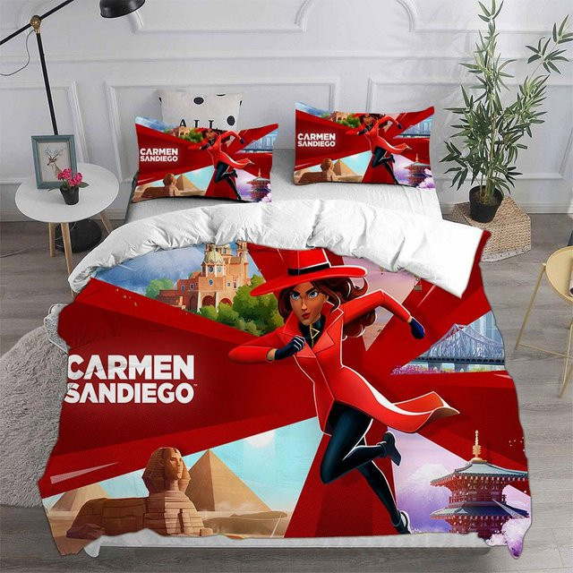 Carmen Sandiego Bettwäscheset aus Mikrofaser in Rot, bestehend aus Bettbezug und Kissenbezug, B/H: 140 x 210 cm - Bild 1