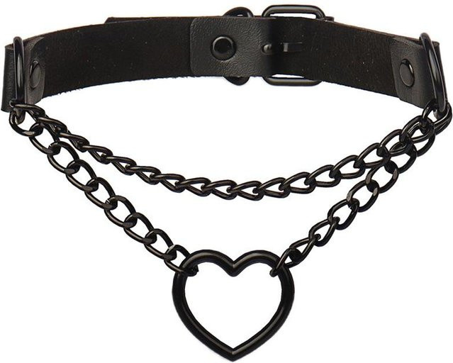 YIRAN Choker Halskette, Leder, Schwarz, Damen, Punk, Y2K - Bild 1