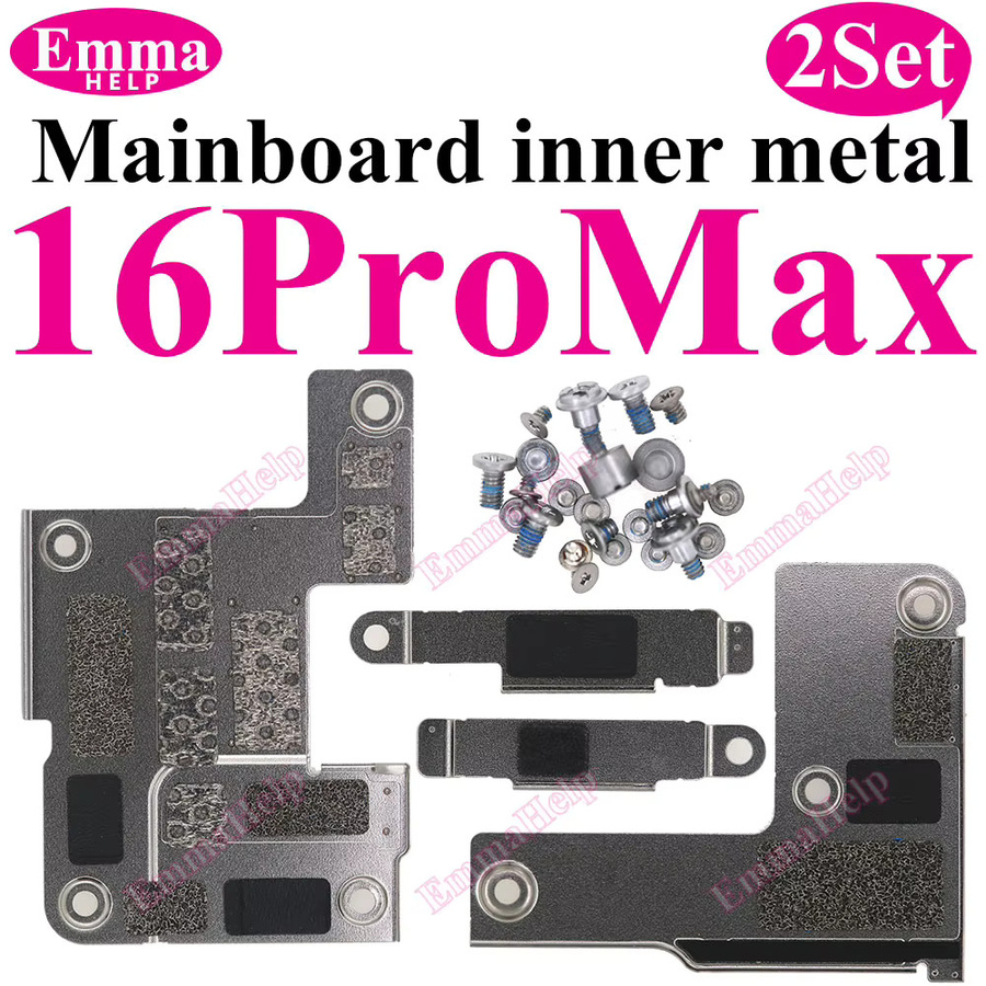 EmmaHelp 2er-Set Mainboard Innere Metall Schrauben für iPhone 16 15 14 13 12 11 Pro Max Plus Mini Halterung und LCD Batterie Abdeckung Platte in Silber - Bild 2