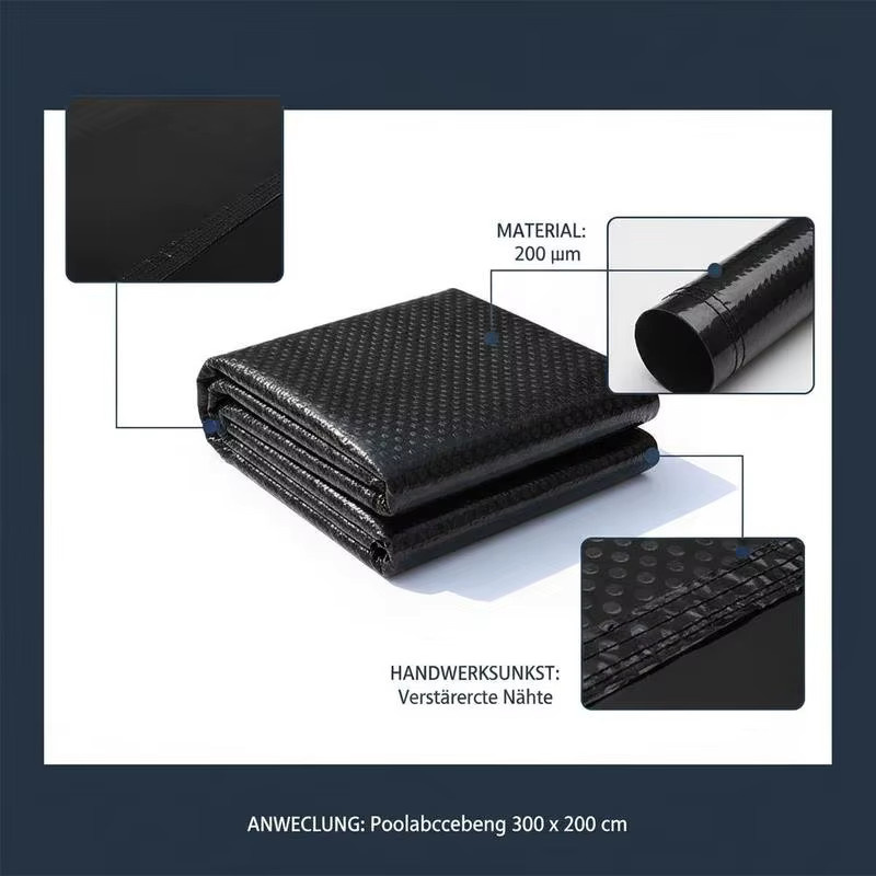 Solar-Schwimmbadabdeckung aus PE mit Luftkammern zur Solarheizung und Verdunstungsschutz, Schwarz, B: 300 cm, T: 200 cm - Bild 5