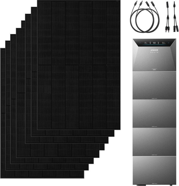 Anker Solix 4000W PV Komplettset mit E5000 Pro Solarbank und 4 BP5000 Erweiterungsakkus in Schwarz - Bild 1