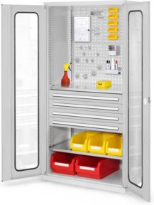 Kappes Schubladenschrank RasterPlan Mod. 33 mit Sichtfenstertüren, Grau, H x B x T: 195 x 60 x 100 cm - Bild 1