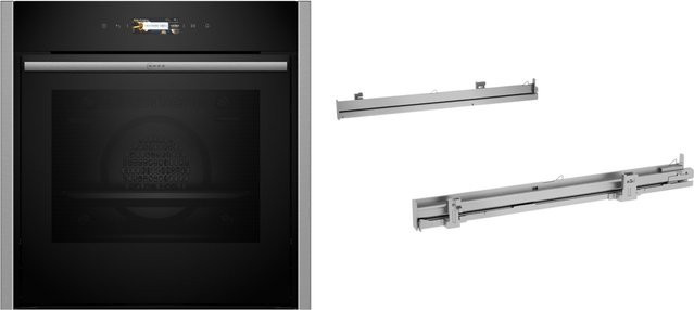 Neff BMK5430CR Einbaubackofen in Edelstahl und Schwarz mit 71 l Volumen, Elektro-Backofen mit Heißluft, Pizza-Stufe, Brotback-Stufe und Smart Home Integration - Bild 1