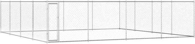 vidaXL Outdoor-Hundezwinger aus verzinktem Stahl in Silber, B/T/H: 760 x 760 x 185 cm - Bild 1