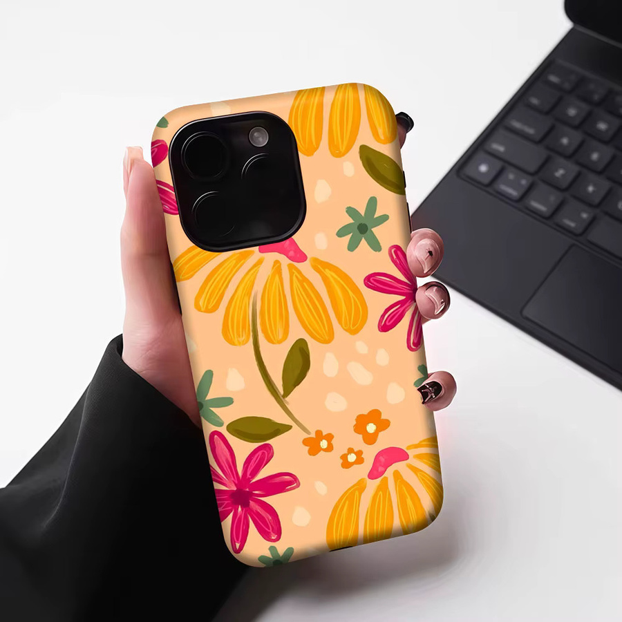 Aurbe Matte 2-in-1 MagSafe Hülle mit leuchtenden Blumen-Motiven für iPhone 17 16 15 14 Plus Pro Max, stoßfeste Hartschale, Multicolour - Bild 6