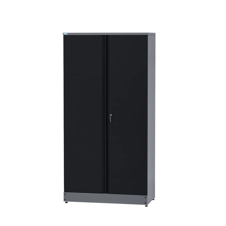 Küpper Hochschrank 2-Türig mit 4 Fachböden und Schloss, Schwarz-Hellgrau, H: 180 cm, B: 91 cm, T: 45 cm - Bild 2