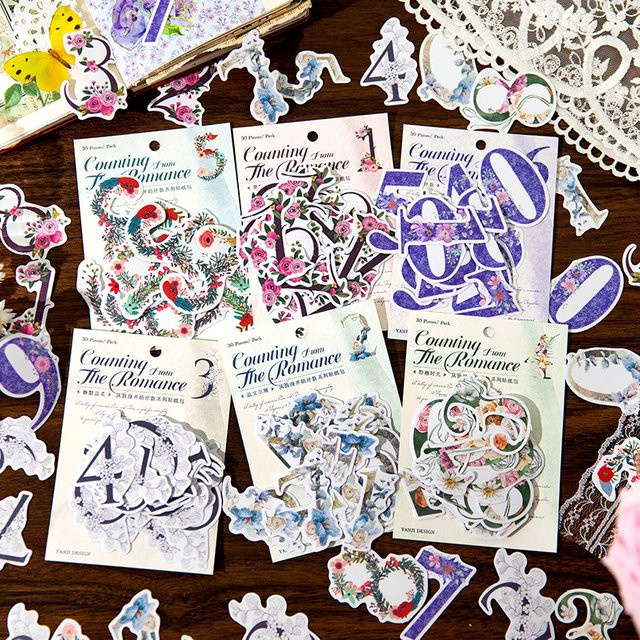 30-teiliges Sticker-Set im romantischen Vintage-Stil für DIY Album- und Scrapbook-Dekorationen in Multicolour aus Papier - Bild 1
