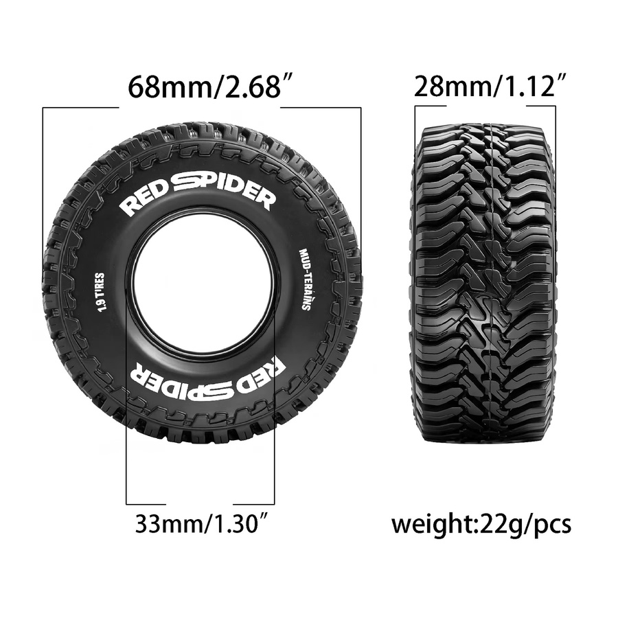 RS RC Crawler-Reifen mit Schaumstoffeinsätzen, 68mm All-Terrain, Zubehör - Bild 4