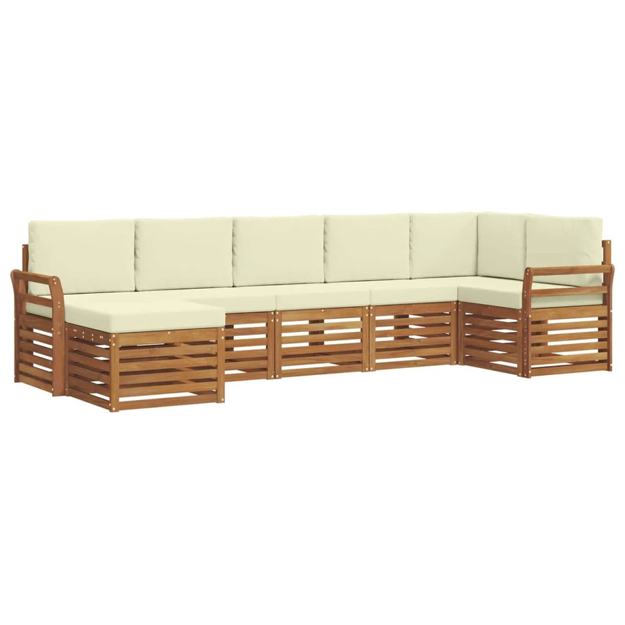 vidaXL 7-teilige Sofagarnitur aus Massivholz Akazie in Natur und Creme für Garten und Terrasse - Bild 2
