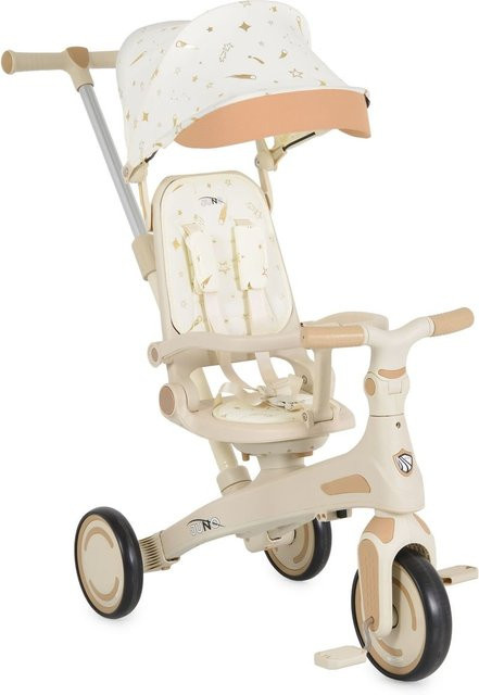 Byox Juno 4 in 1 Dreirad mit Schiebegriff und Sonnendach weiß beige - Bild 1