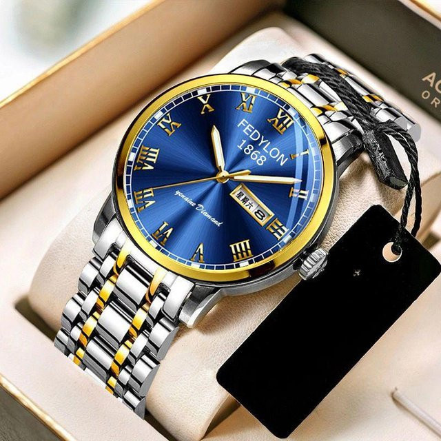YIRAN Jewelry Digitaluhr, Quarz, Edelstahl, Blau, Herren - Bild 1