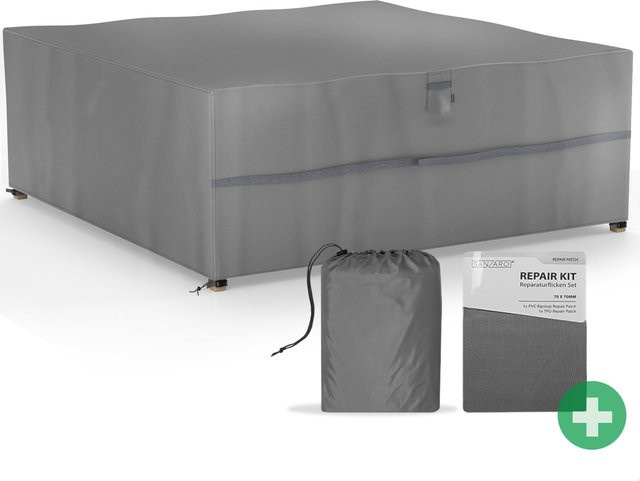 SANZARO Schutzhülle für Gartentisch und Sitzgruppe, UV-beständig, Grau, B/T/H: 250 x 250 x 90 cm - Bild 1
