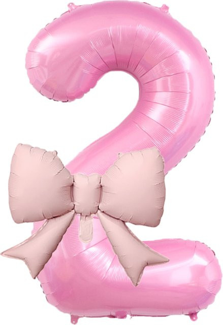 2 Stück LQZZY Zahlen Folienballons mit Schleife in Rosa, 101,6 cm Höhe, ideal für Hochzeit, Geburtstag und Party Dekoration - Bild 1