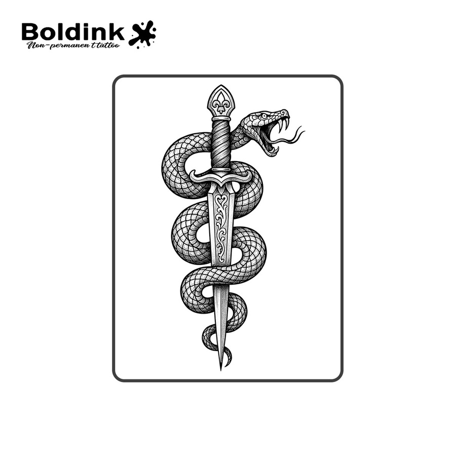 BOLDINK Dark Style Serpent Winding Sword Tattoo-Aufkleber, Unisex - Bild 2