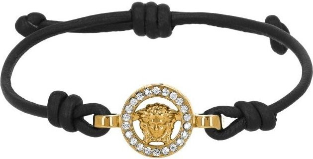 Versace Lederarmband, Kristall, Schwarz, Damen - Bild 1