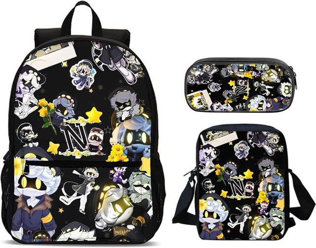 Murder Drones 3-teiliges Schultaschen-Set von Fancy Style Studio in Schwarz mit Rucksack und Federmäppchen, Höhe: 47 cm - Bild 1