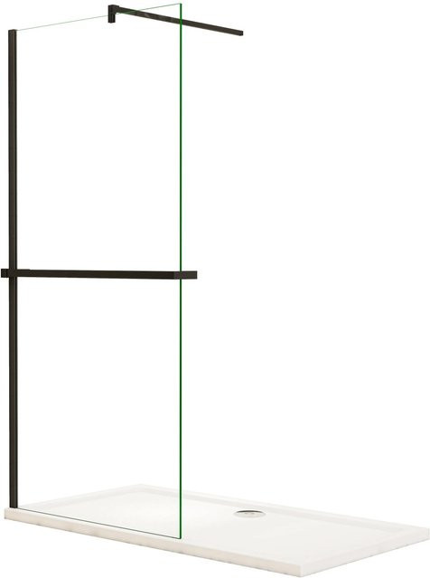 Duschparadies Walk-in Duschabtrennung aus Klarglas mit NANO-Beschichtung und Zubehör in Schwarz, B/H: 80 x 200 cm - Bild 1