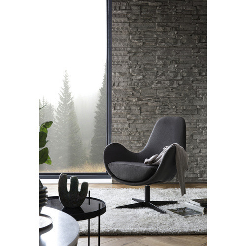 SalesFever Lounge Sessel modern in Dunkelgrau und Schwarz mit Metallgestell, Höhe: 85 cm - Bild 2
